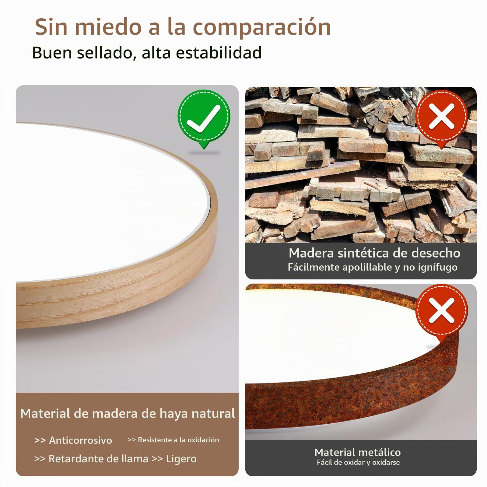 28W Lámpara de Techo LED Smart WIFI con Alexa Google Home | 28cm, Cambio de Color RGB, Mando a Distancia, Material de Madera Natural, 1900LM, para Dormitorio