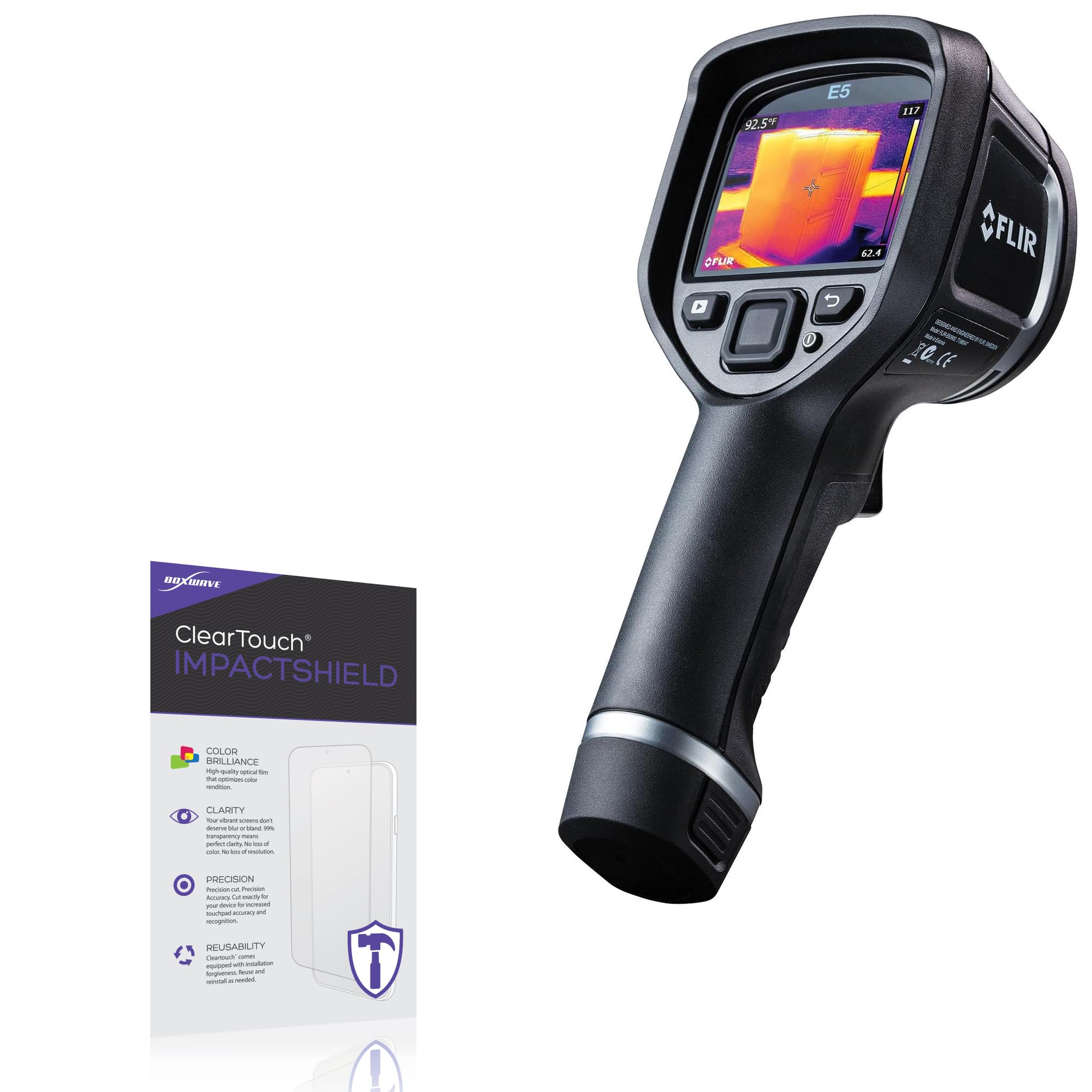 BoxWave Screen Protector Compatible With FLIR E5-XT - ClearTouch ImpactShield (2-Pack), Impenetrable Screen Protector Flexible Film