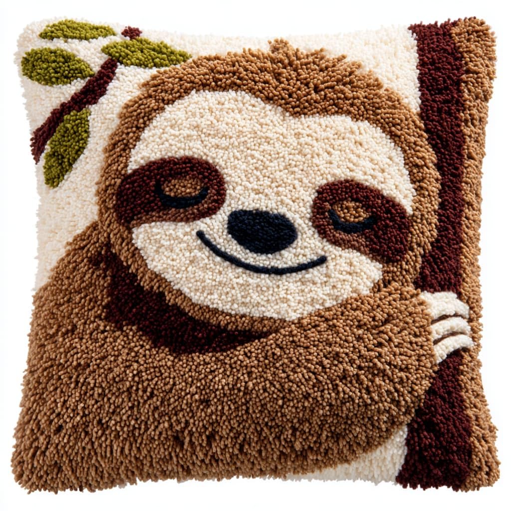 kitphoenix DIY Hand Crochet Pillow Kit,Sloths 43X43Cm Aesthetic Knitted Cushion Making Material Set,Beginner Friendly with Full Tutorial, Stylish Room Home Decor