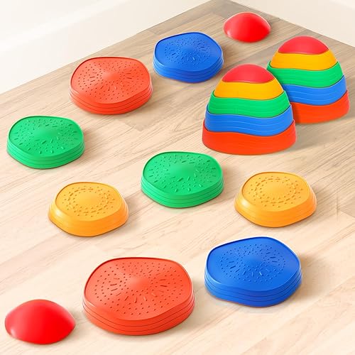 Miniatura 7 de Piedras de paso para niños, piedras de río de equilibrio de plástico antideslizantes para niños, promover las habilidades de coordinación de los
