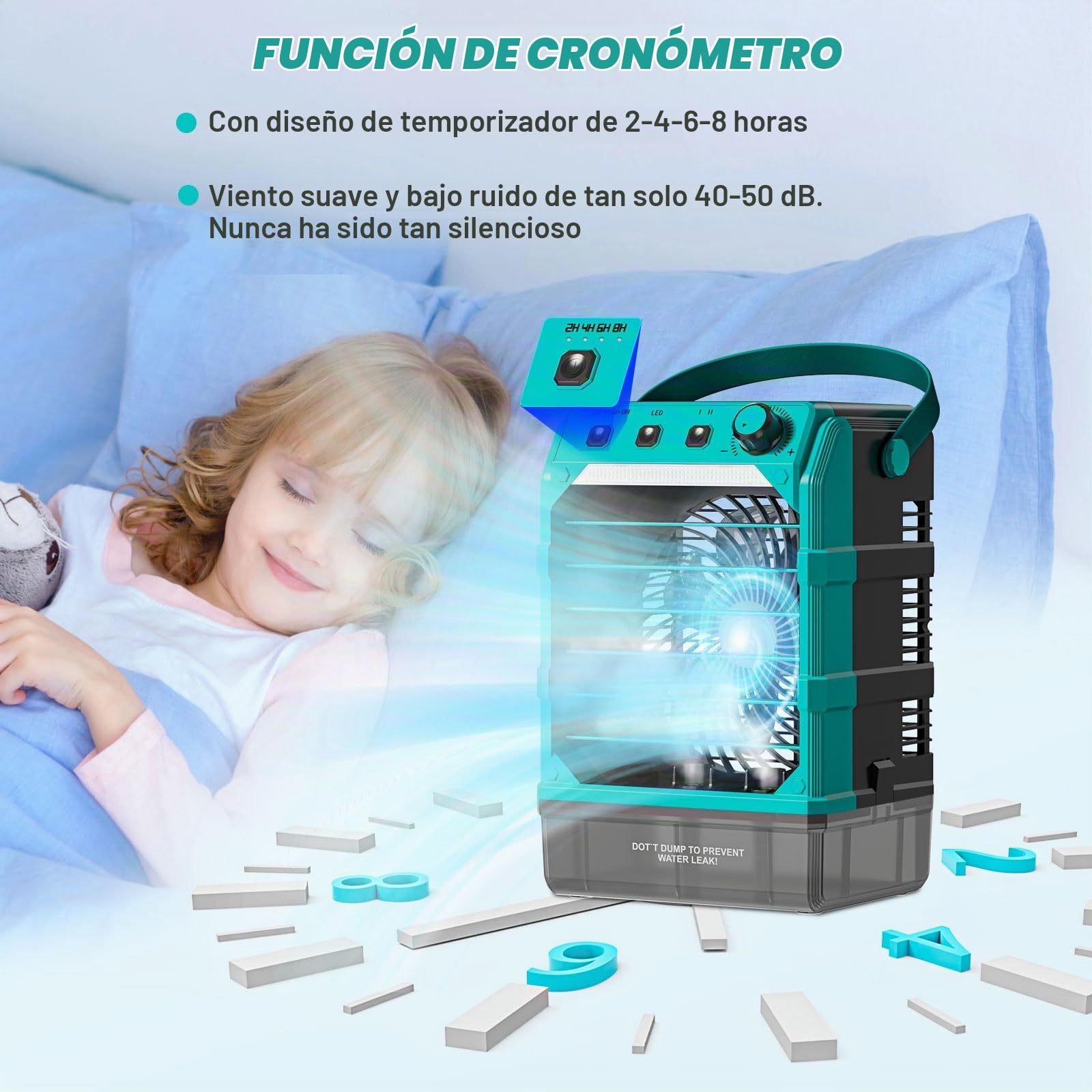Ventilador con refrigeración por agua, compatible con batería Makita de 18 V y alimentado por USB, enfriador de aire móvil con refrigeración por agua, ventilador con humidificador para terraza, garaje