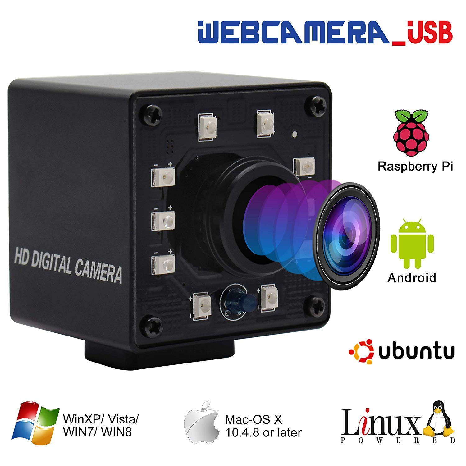 Svpro 1080P USB IR Infrarot Nachtsicht Kamera OV2710 Mit IR-Cut HD Webcam - Kleine Box UVC Überwachungskamera für PC, Laptop