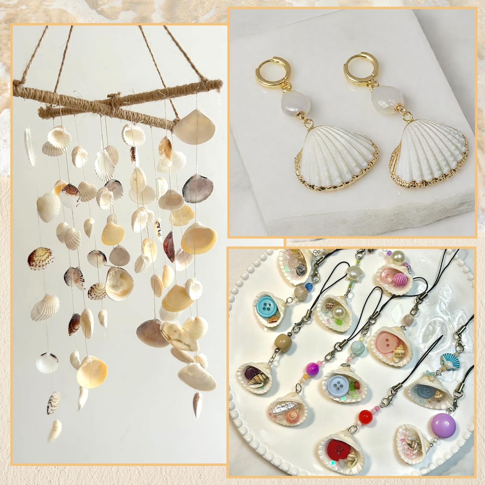 Białe muszle do majsterkowania, 280g, 20-35 mm, krążki muszli, wypełnianie wazonów, muszle, białe, nadają się na imprezy plażowe, dekoracje ślubne, akwaria i do produkcji biżuterii
