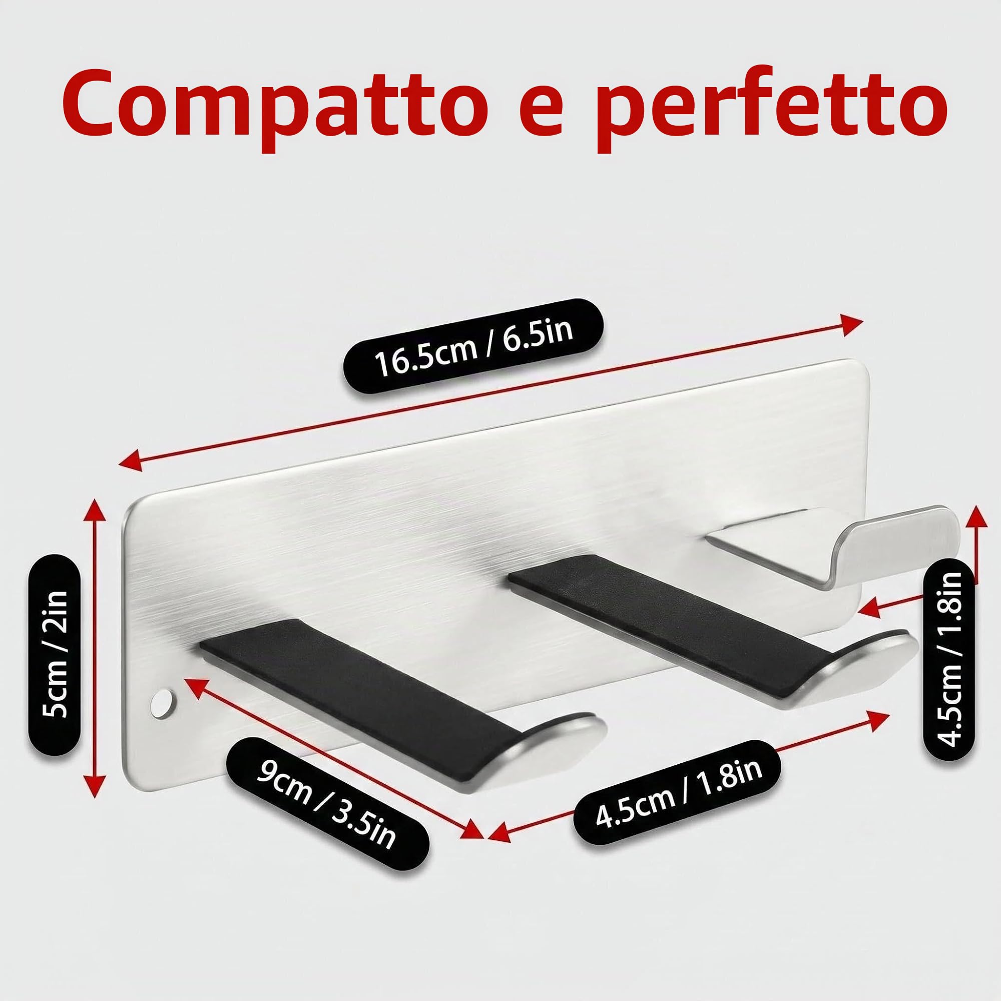 Porta Asciugacapelli a Parete Universale - Supporto per Asciugacapelli con Gancio Cavo, Organizzatore Bagno/Camera/Parrucchiere, Acciaio Inossidabile 304 Antiruggine, Design Moderno (Argento)