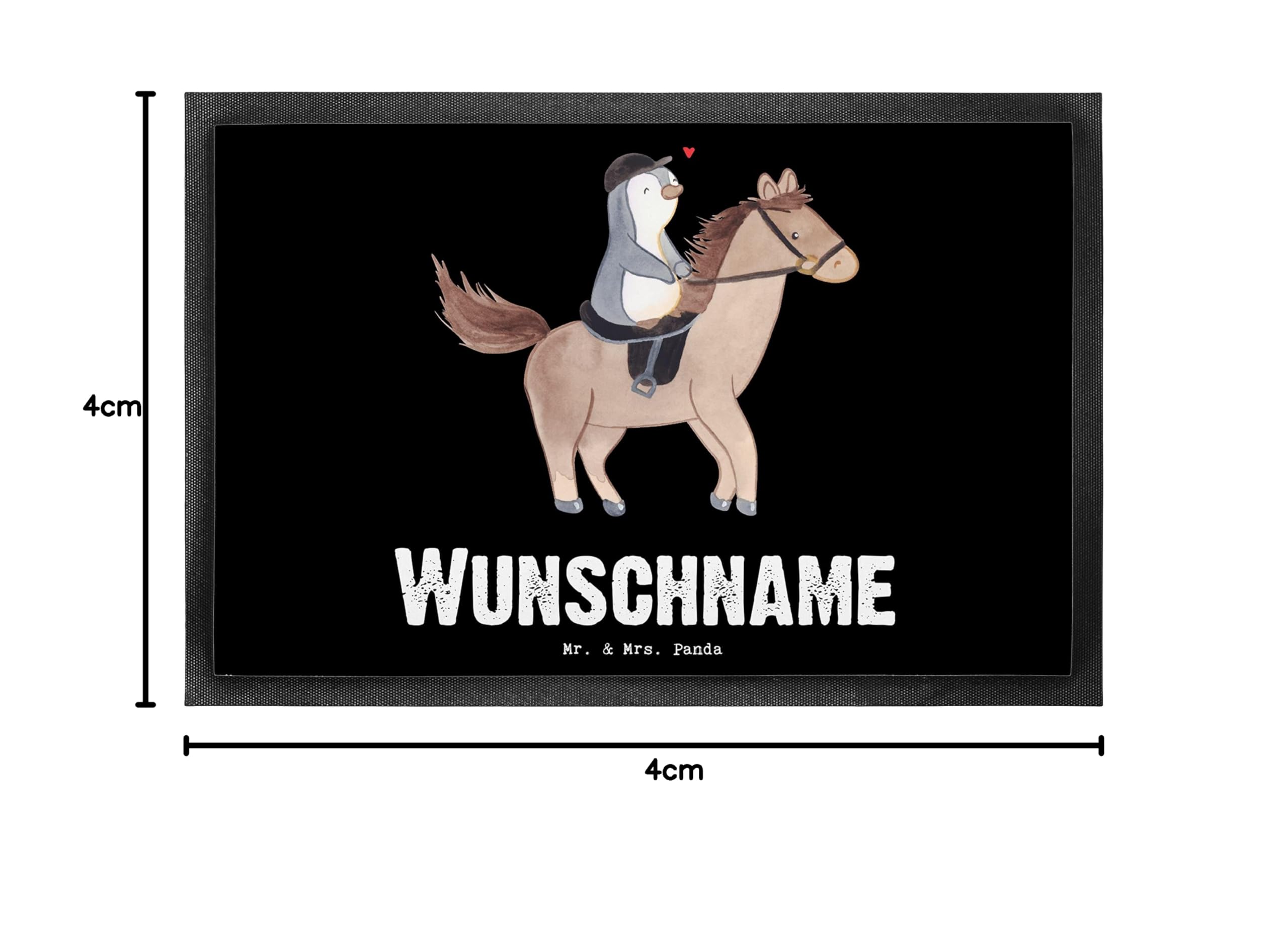 Mr. & Mrs. Panda Fußmatte personalisierbar Pferd Reiten 40 x 60 cm - Personalisierte Geschenke, Reitverein, Fussmatte personalisiert, Geschenk, Pferde, Türmatte, mit Namen, Reitstall, Reitsport