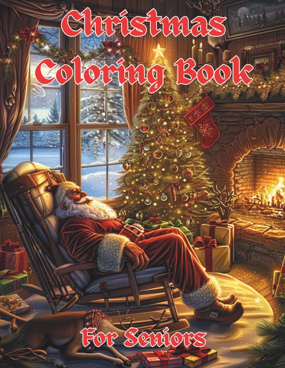 Christmas Coloring Book For Seniors: Easy Christmas Coloring Book: Simple Designs: for Adults and Seniors.