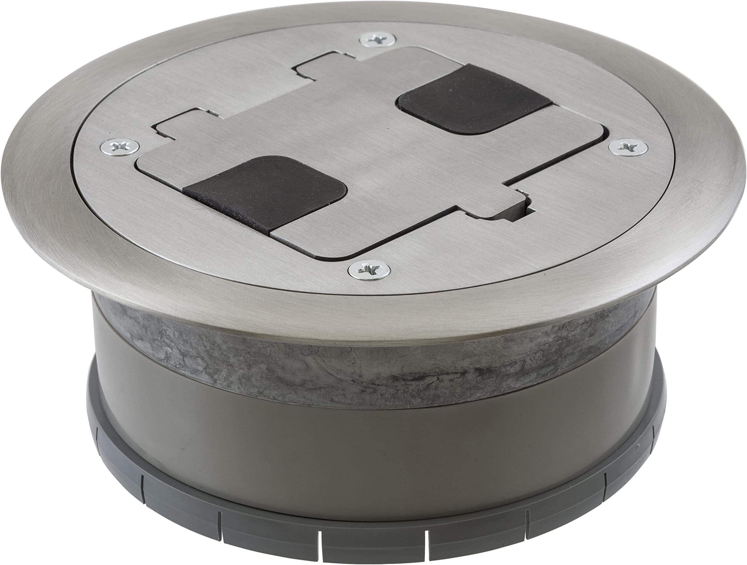 TRADESELECT RF406ALU Floor Box Cover with 15A 125V Outlet Included, Aluminum