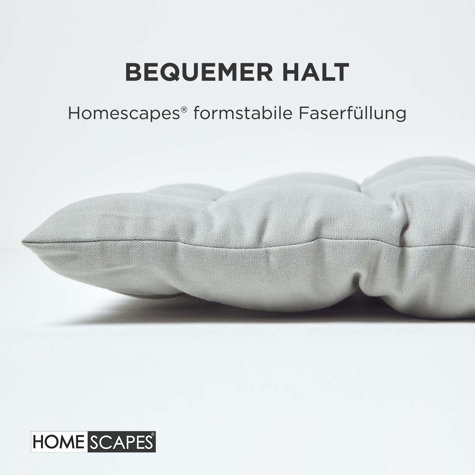 Homescapes Bankauflage 2-Sitzer grau – Sitzkissen Bank Outdoor/Indoor, Oeko-TEX-Zertifiziert, Sitzauflage waschbar für Gartenbank & Sitzbank, 108x42 cm