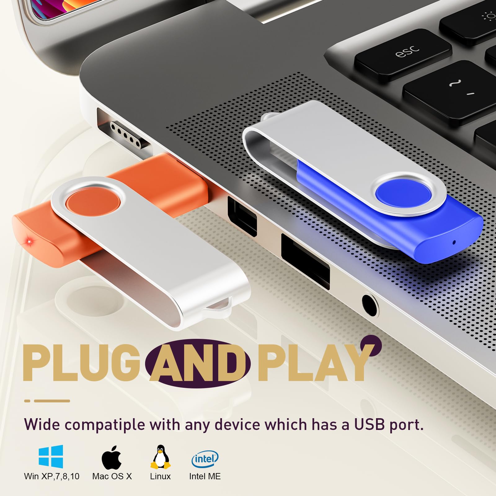 Chiavetta USB 16 GB Penna USB 10 Pezzi Pennette USB Multicolore - Girevole Pen Drive 16GB Economica Portatile Chiave USB 2.0 - FEBNISCTE Metallo Pennina USB 16 Giga Chiavette Regalo Natalizio Pendrive
