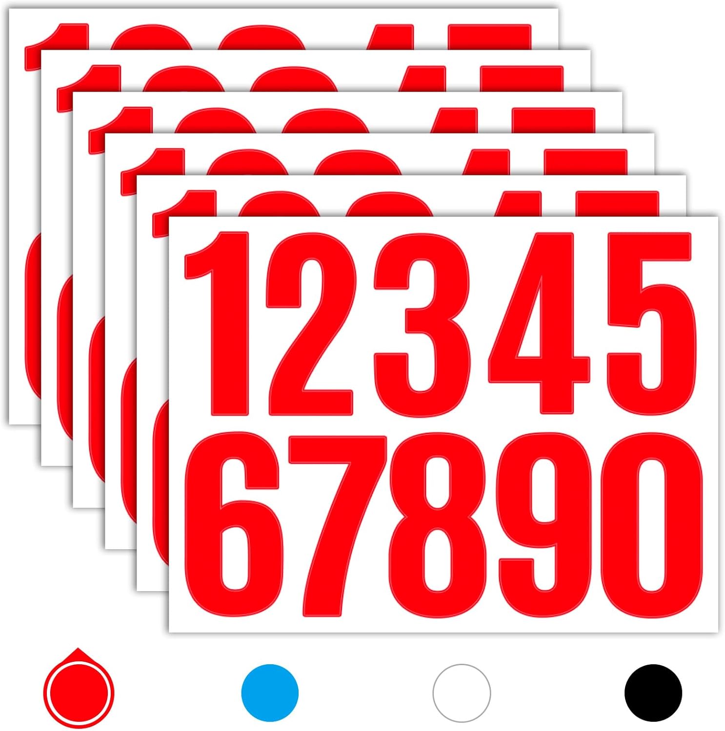 Seloom 6 Sheets 3 Inch Vinyl Mailbox Numbers Stickers Self Adhesive,Waterproof Address House Number Decals Stickers for Outside Mailbox,Signs,Window,Door,Cars,Trucks,Home,Business(Red)