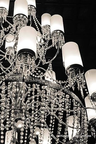 Miniatura 6 de Sparkling Crystal Chandelier Wall Art on CANVAS Elegant Black and White Photography Old-world Decor Hotel del Coronado San Diego California Print