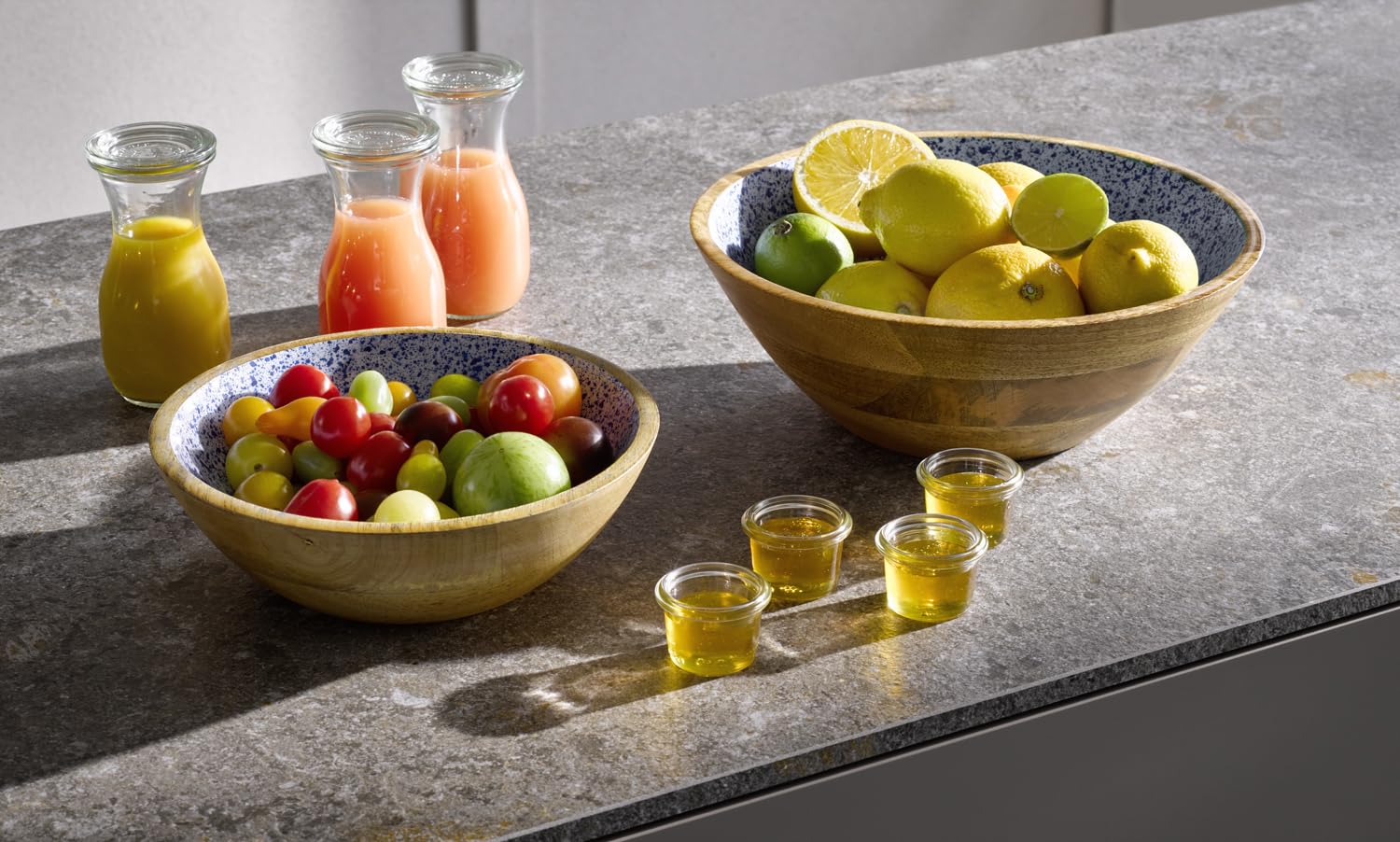 APS 1054 - Cuenco de madera de mango, revestimiento de resina epoxi interior, diámetro 30 cm, 3 litros, frutero, ensaladera, cuenco