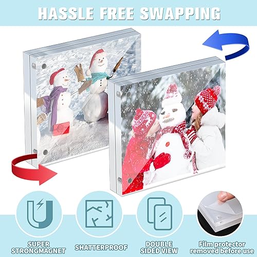 Miniatura 5 de Paquete de 5 marcos de fotos acrílicos de escritorio sin marco, marco de fotos de doble cara, marco acrílico transparente transparente marco