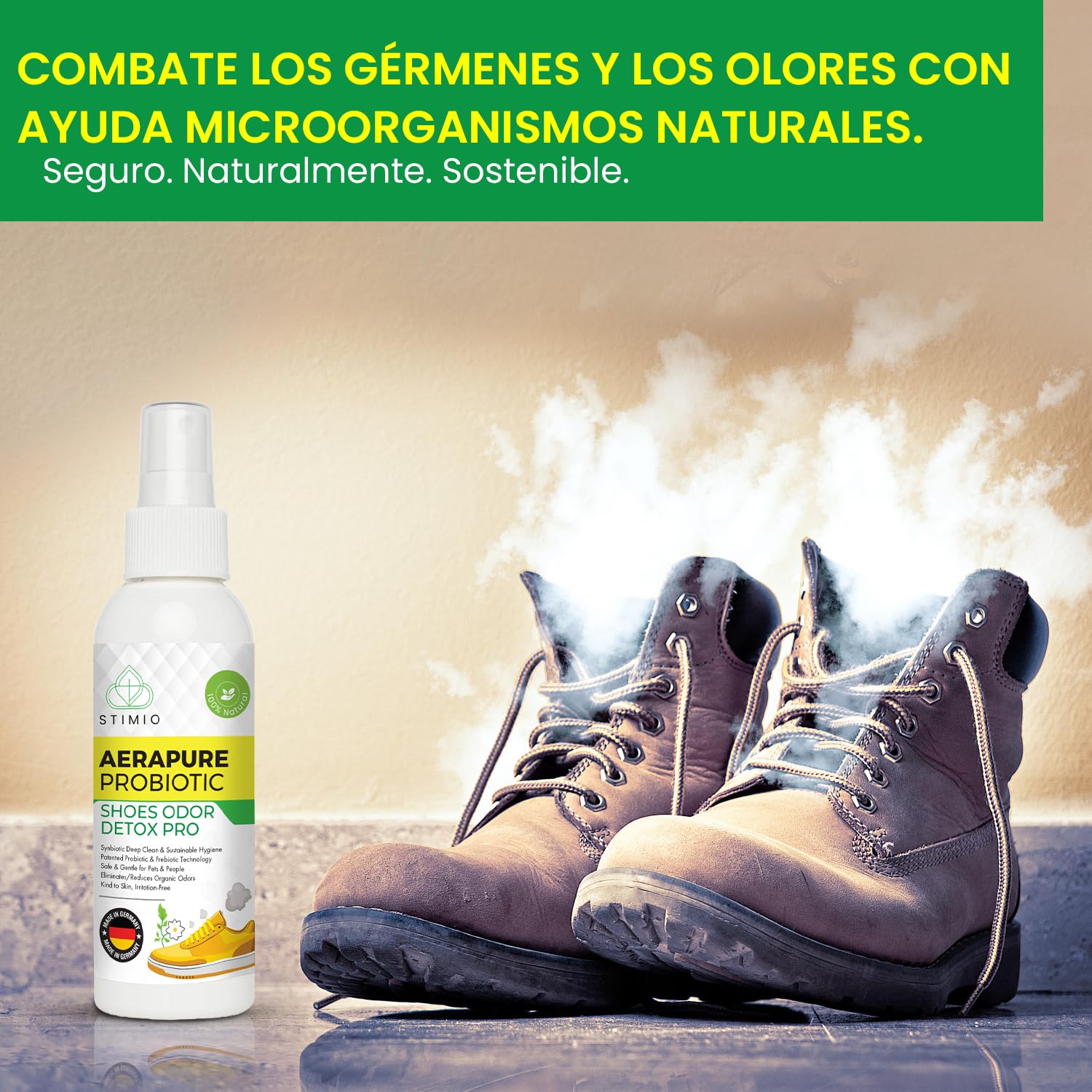 ¡Adiós al mal olor de pies! Spray desodorante probiótico y enzimático contra el sudor – Elimina olores con microorganismos activos – Natural, ecológico y sin perfumes sintéticos