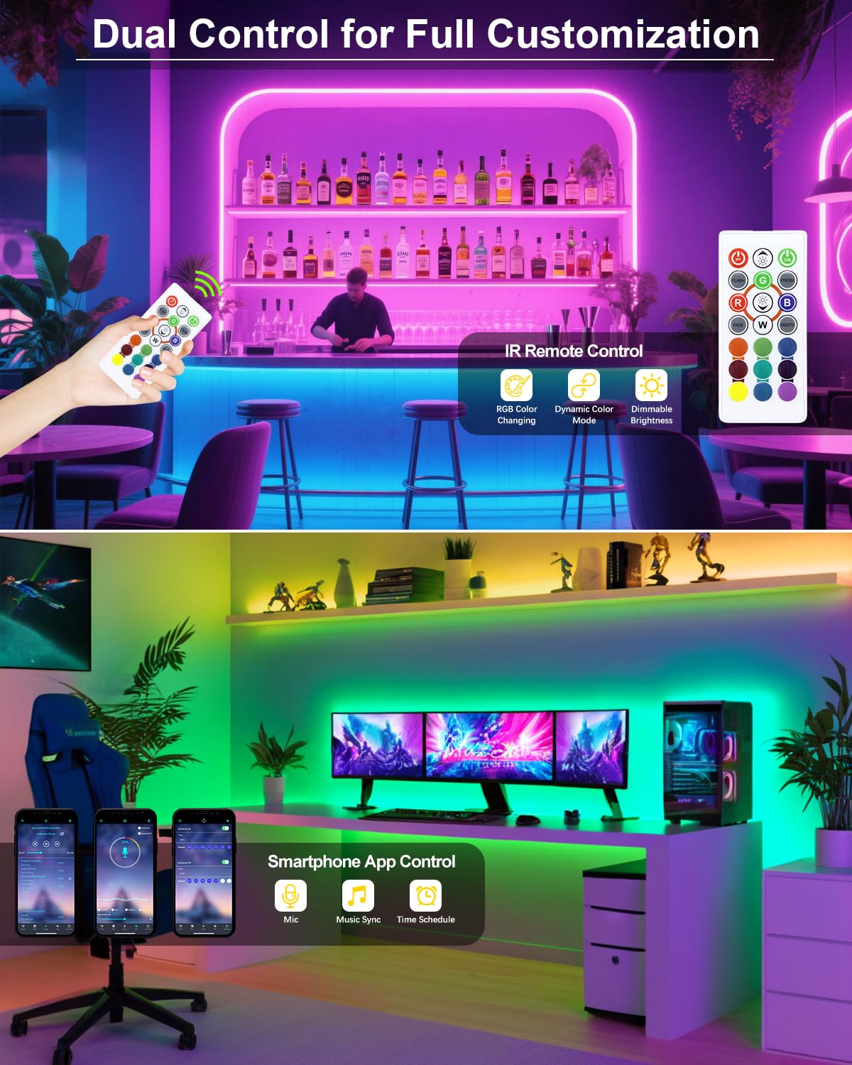 ALITOVE Striscia LED RGB 230 V Dimmerabile 15 M Striscia LED Neon 80 LED/m Striscia LED Esterna Impermeabile IP65 con 24 tasti Telecomando IR per decorazione interna ed esterna