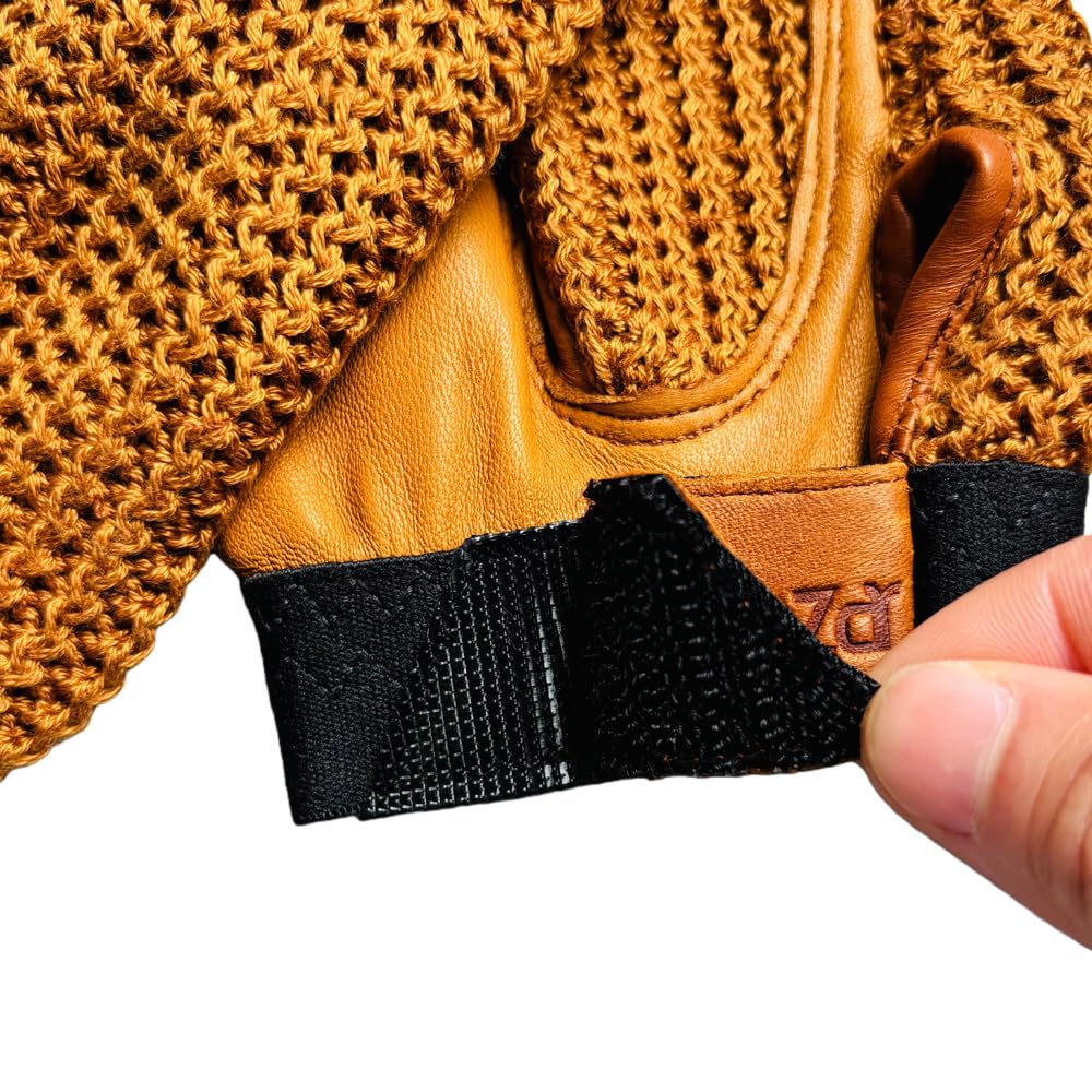 Harssidanzar Herren Reithandschuhe aus Leder, Pferdereithandschuhe für Herren mit verstellbarem elastischen Manschetten, DM303