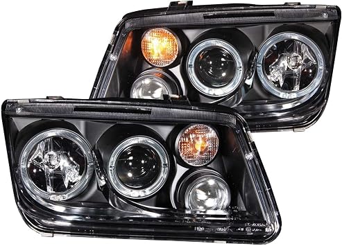 Projector Headlight Set w/for VW for Jetta 2.5/GL GLS TDI 2005 Bolt-on-Attachment Method-Bulb Technology Black-Housing Clear-Lens 60/55 121369