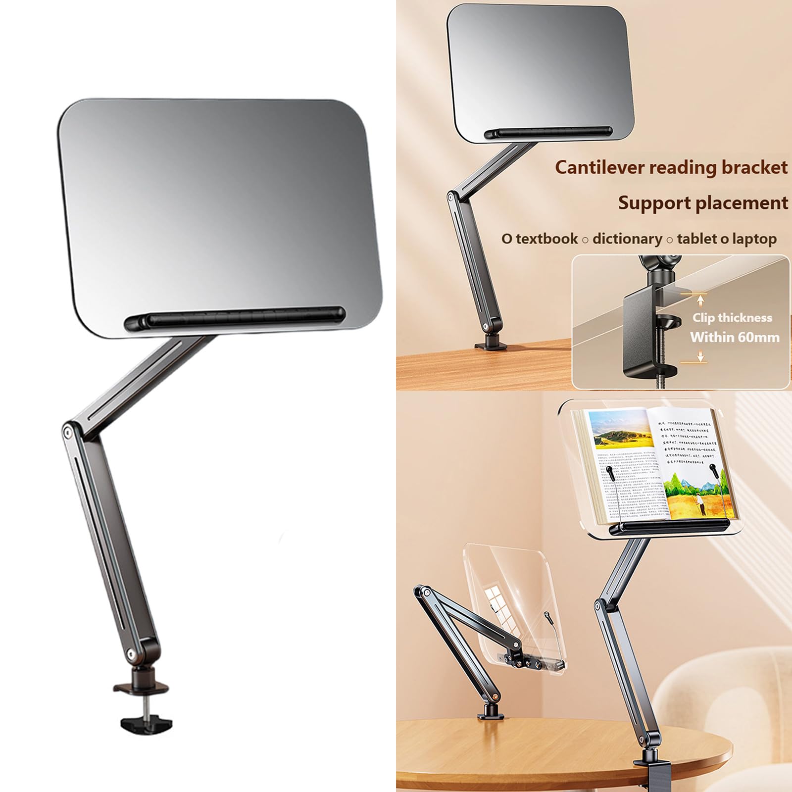 Leseständer für Küche, Büro, Schlafzimmer, höhenverstellbar, kompatibel mit schweren Büchern, Tablets unter 33 cm
