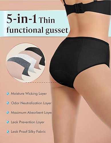 Miniatura 6 de AIRCUTE Ropa interior lavable para mujer, para incontinencia orina, a prueba de fugas, para fugas de vejiga posparto, con absorción de 1.7 fl oz,