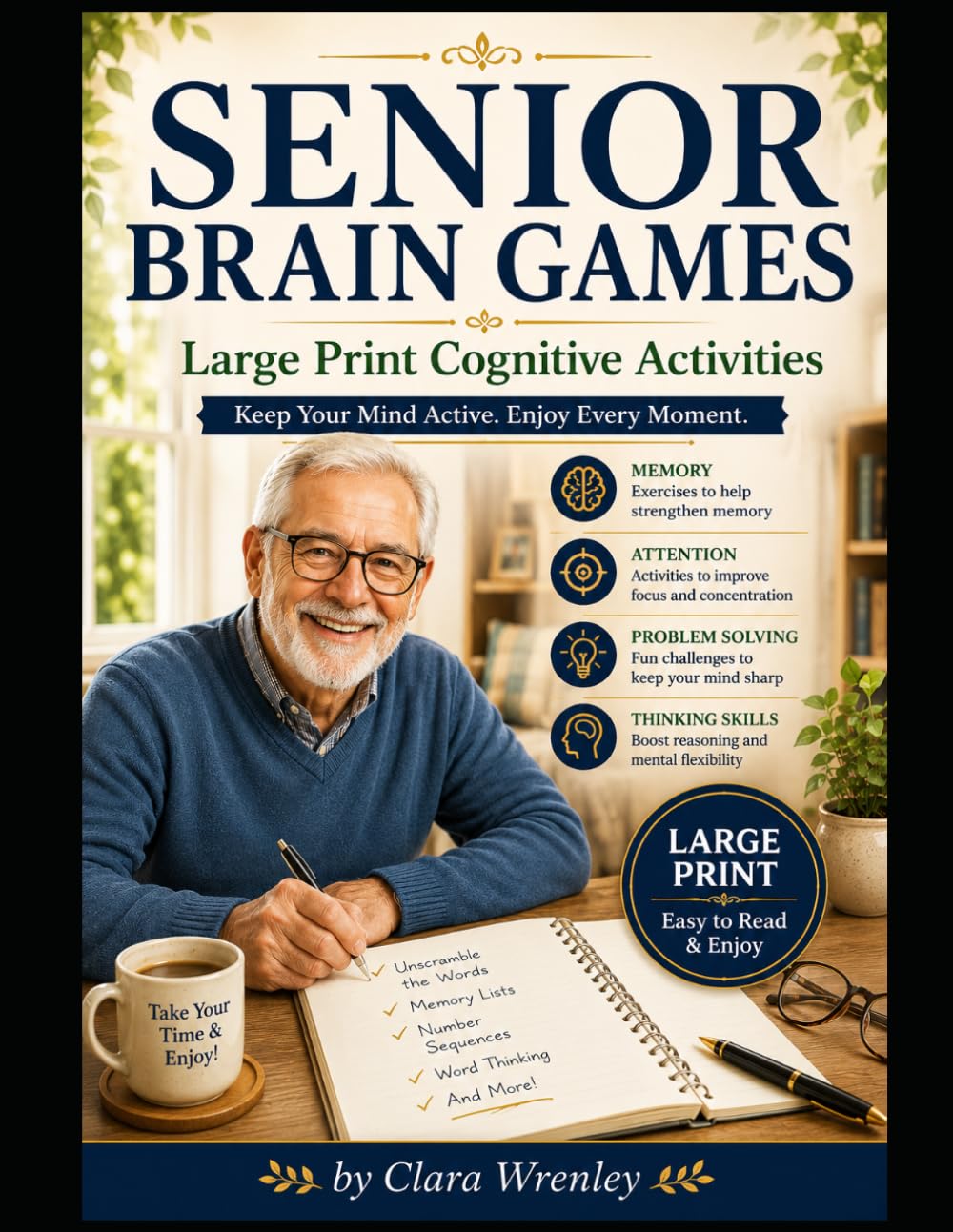 Senior Brain Games: Large Print Cognitive Activities