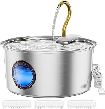 Kittyspout Cat Fountain 3.2 L Stainless Steel Drinking Fountain for Cats