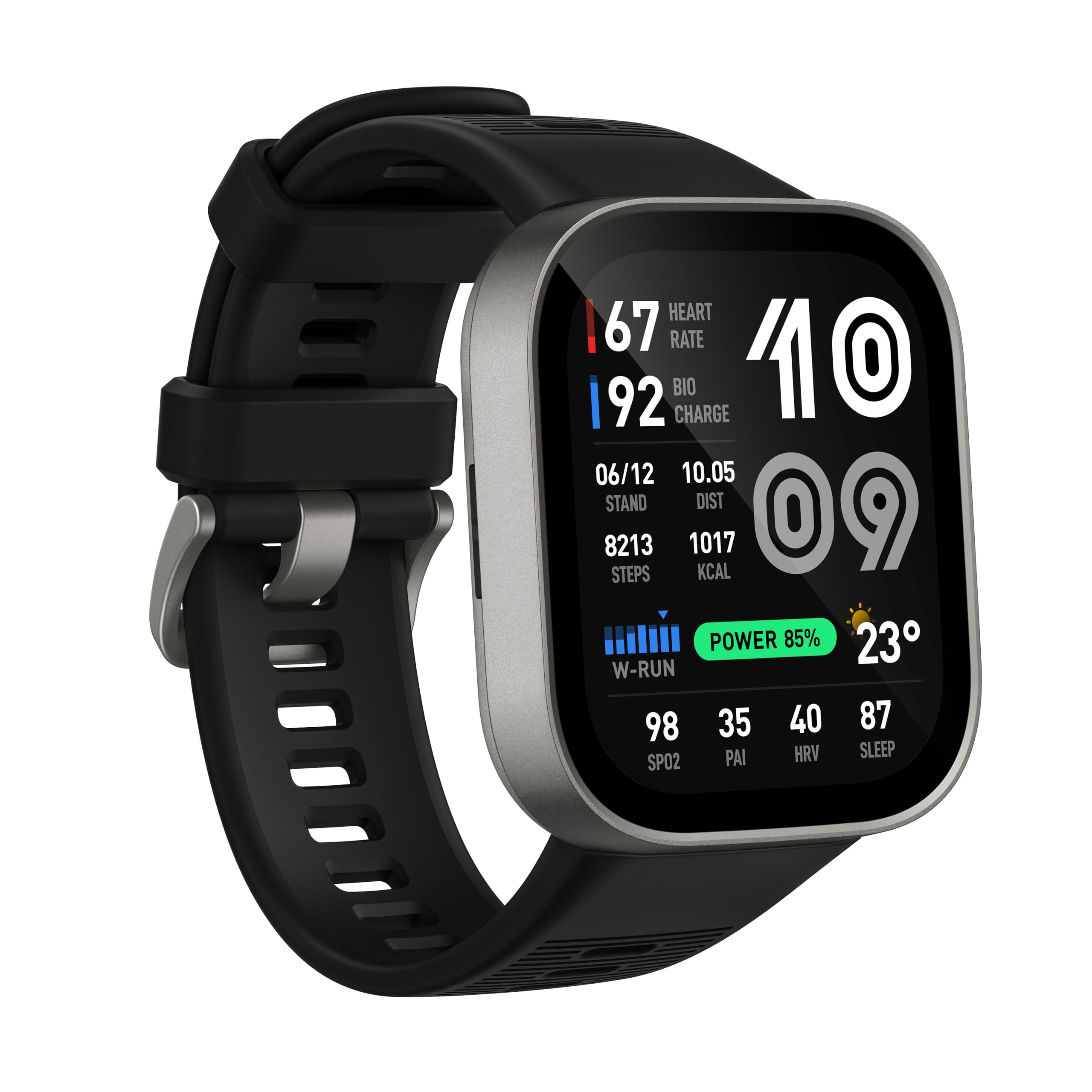 Amazfit BIP MAX 50 mm Smartwatch, wyświetlacz AMOLED 2.07", do 20 dni, GPS i mapy, pamięć 4 GB, trening hybrydowy, 150+ sport, tryb HYROX, dla Androida i iPhone'a