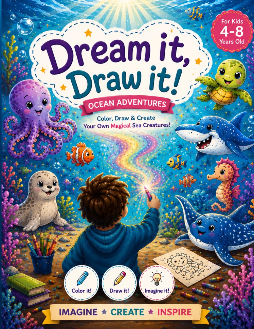 Dream it, Draw it!Ocean Adventures: Color, Draw & Create Your Own Magical Sea Creatures!