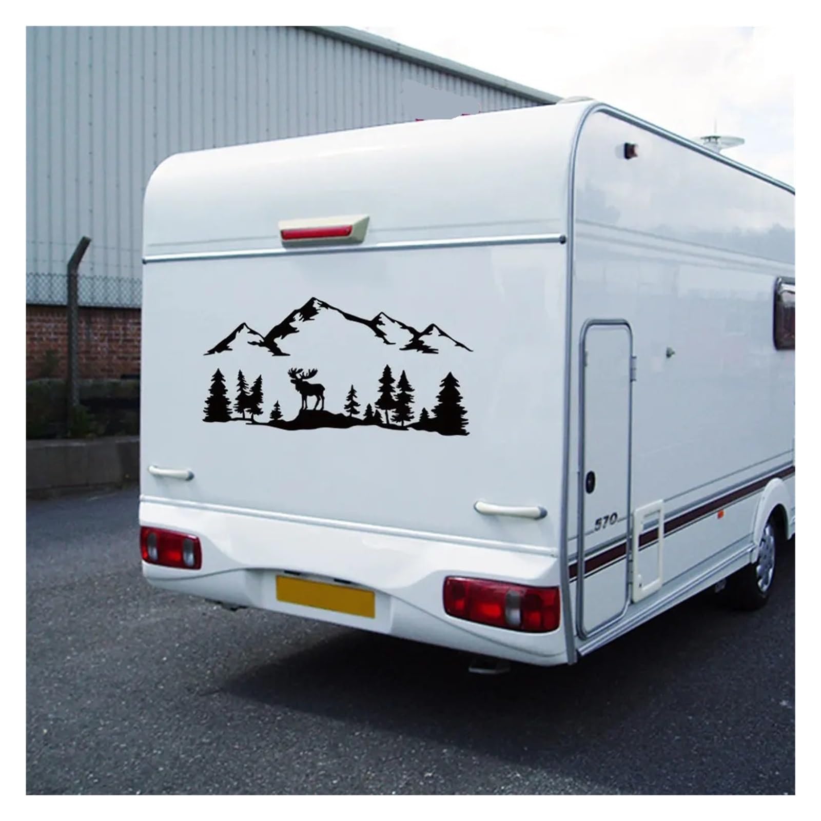 Adesivi for auto, for camper, furgone for cavalli, roulotte, camper, furgone for esterni, grafica, alci, alberi, foresta, silhouette, decorazione, decalcomania(Gray,158x80cm)