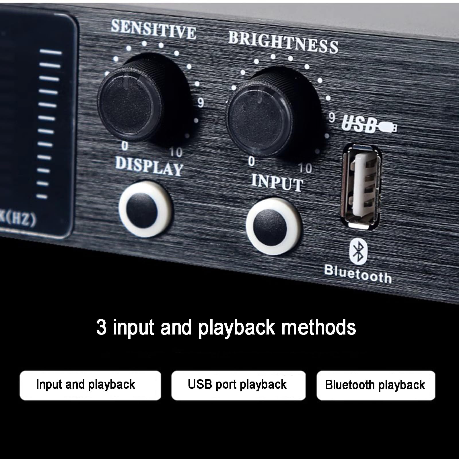 Wyświetlacz spektrum muzyki, cyfrowy 31-segmentowy analizator widma audio, z Bluetooth, 3 tryby wejściowe, regulowana czułość i jasność, do samochodu/na imprezę, do sypialni / domu