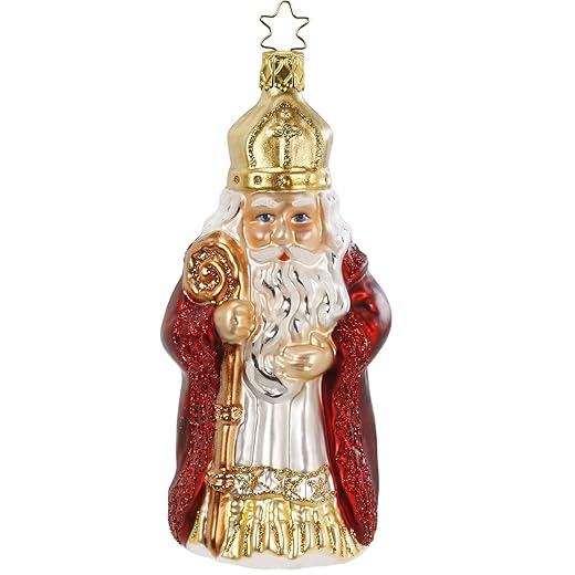 Inge Glas St. Nikolaus 1-007-14 IGM German Blown Glass Christmas Ornament Gift Box