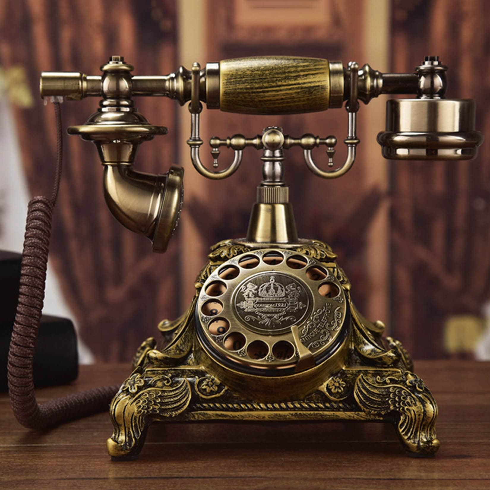 Telefono Vintage Decorativo In Resina - Ornamento Da Scrivania Retrò 7,28x6,29 Pollici - Foto 14