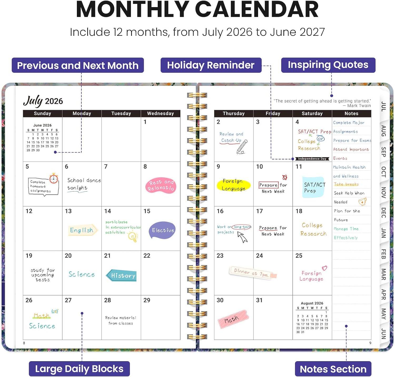 ZOTIA Planner 2026-2027 Weekly & Monthly Calendar Planner Jul 2026-Jun 2027 image 2