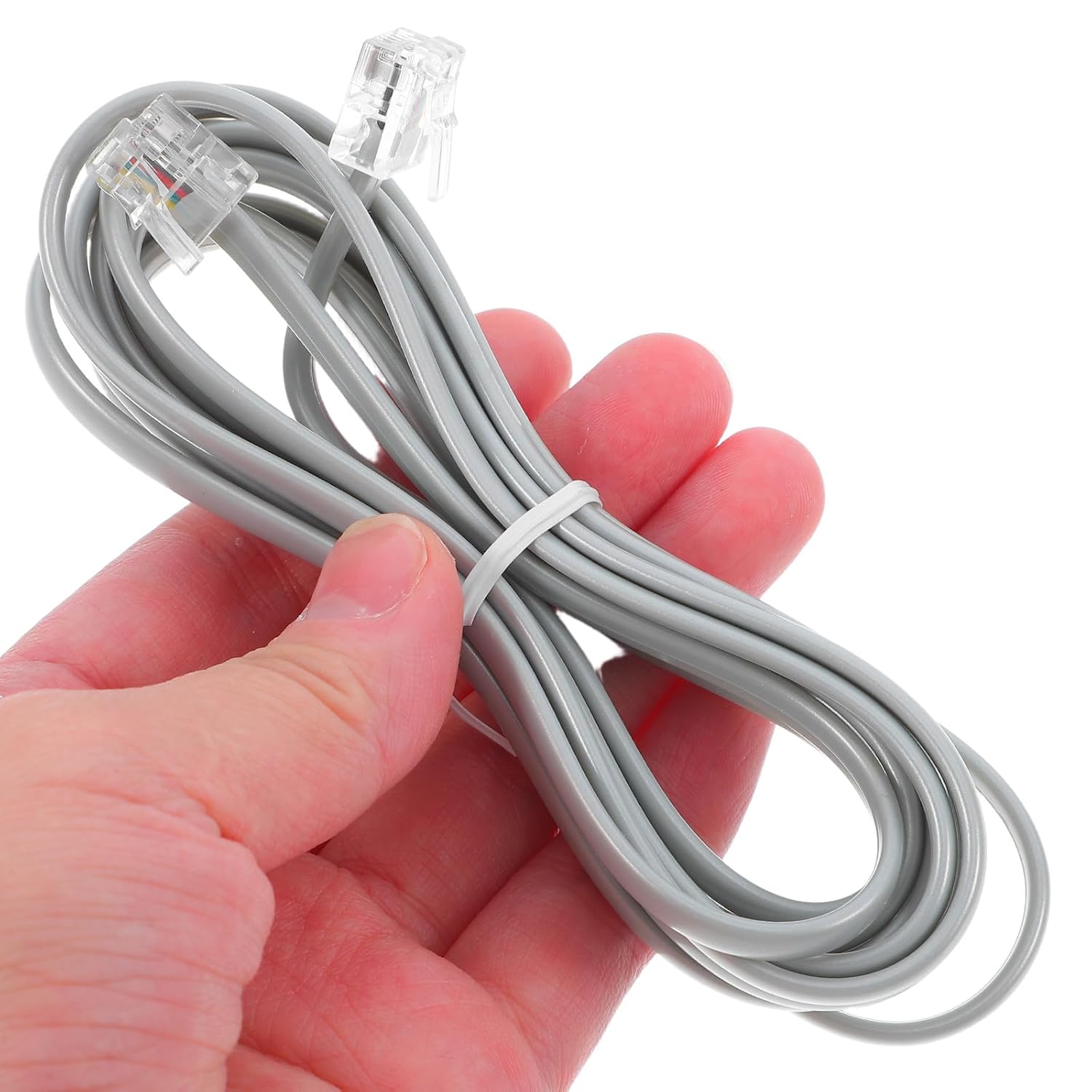 Rj11 6P4C 4-Wire Phone Extension Cord 7-Inch Silver Gray Coiled Cable for Landline Telephone Office and Hotel Use, 10pcs Telephone Accessories