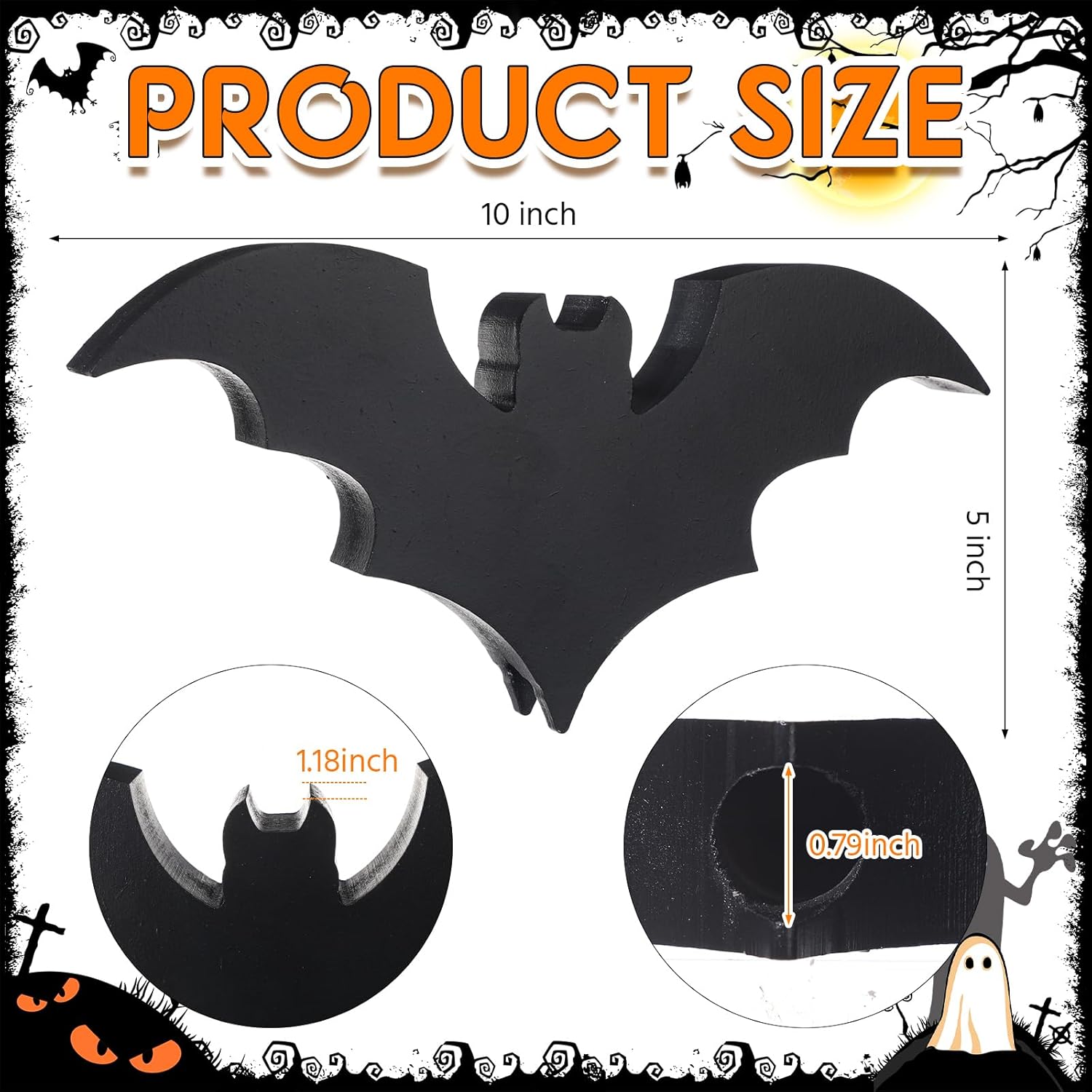 Beeveer 10 Inch Christmas Bat Tree Topper Gothic Christmas Tree Topper Ornaments Wooden Spooky Xmas Party Decor for Xmas Party Home Decor Gifts