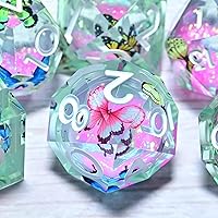 Vista 19 de Resin Cat Head DND Dice, Sharp Edge Dungeons and Dragons Polyhedron Game Dice Set for Role Playing Games RPG Explorer Magic, Holiday Birthday Gifts