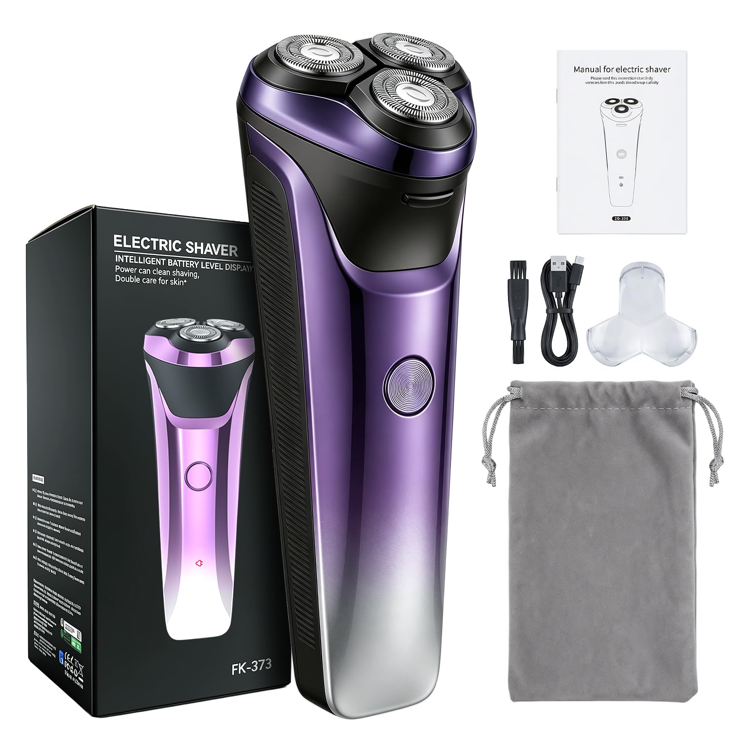 Ordele Electric Razor for Men, 2026 Upgraded Electric Shavers for Men, USB-C Rechargeable, Wet & Dry Shaver with Pop-up Trimmer and Travel Case (Purple)