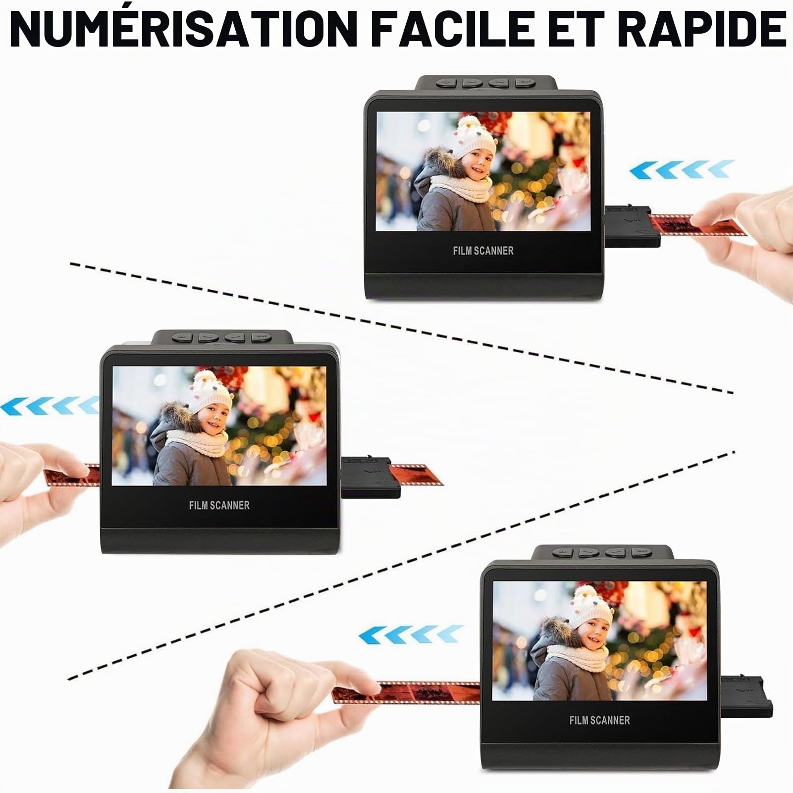 Numériseur de Scanner de Films et de Diapositives avec écran LCD de 5 ”, Scanners Négatifs pour Vieilles Images au Numérique 22 MP JPEG Fast, Compatible avec 35, 126, 110 Films