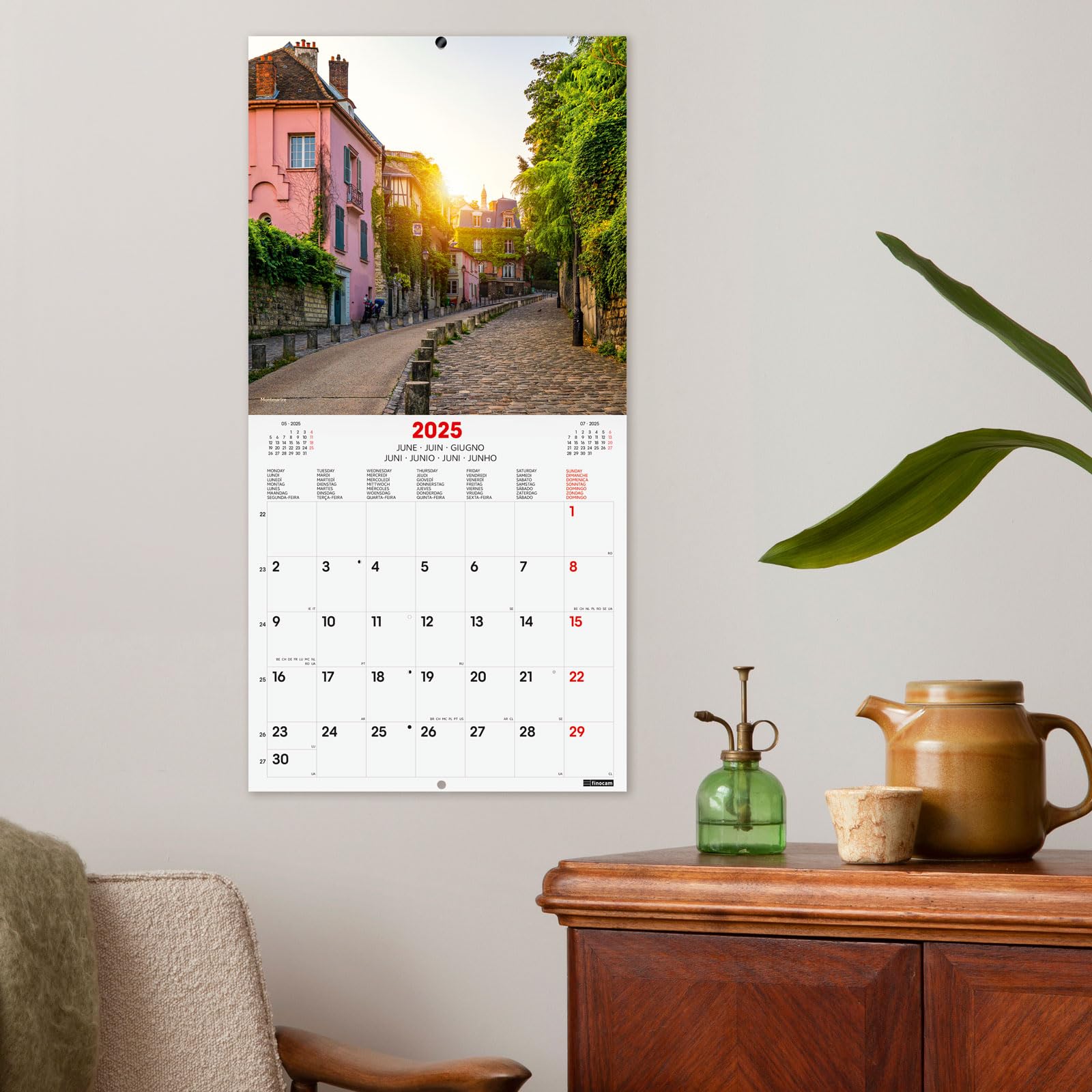 Finocam - International 2025 Wall Photo Calendar Month View January 2025 - December 2025 (12 Months) Paris International - Image 2