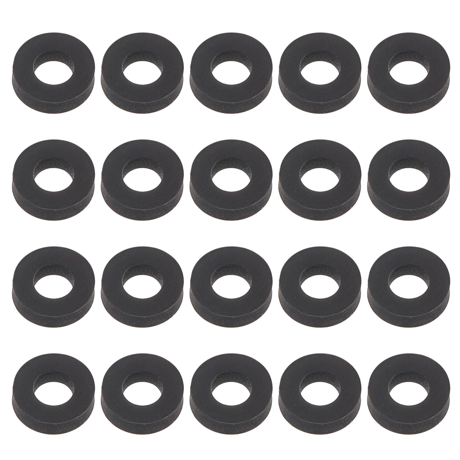 DEFANEX 20Pcs Silicone Flat Washer (ID M4mm OD 8mm Thick 2mm) - Soft & Flexible O Sealing Ring Fastener Sealing Spacer Gasket Accessories for Shower Head Water Hose Valve Pump, Black