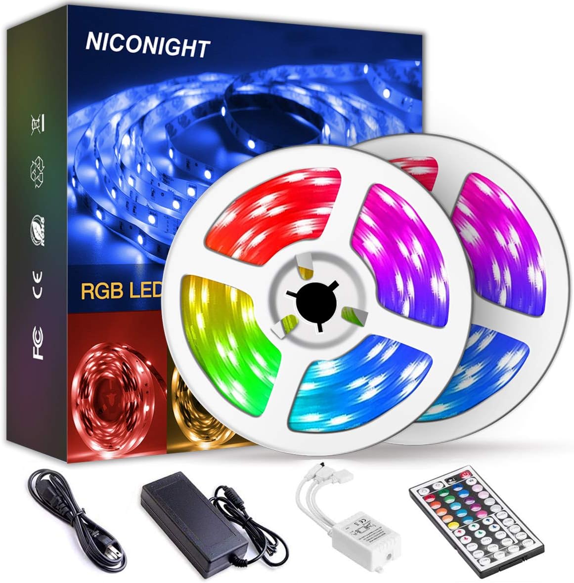 Led Strip Lights 32.8ft 10m Color Changing Non Waterproof LED String Lights with Remote and Power Supply for Home, Bedroom, Kitchen, Christmas