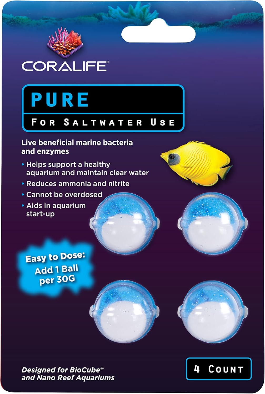 Coralife Marine PURE Water Care Bacteria Supplement 4 pack