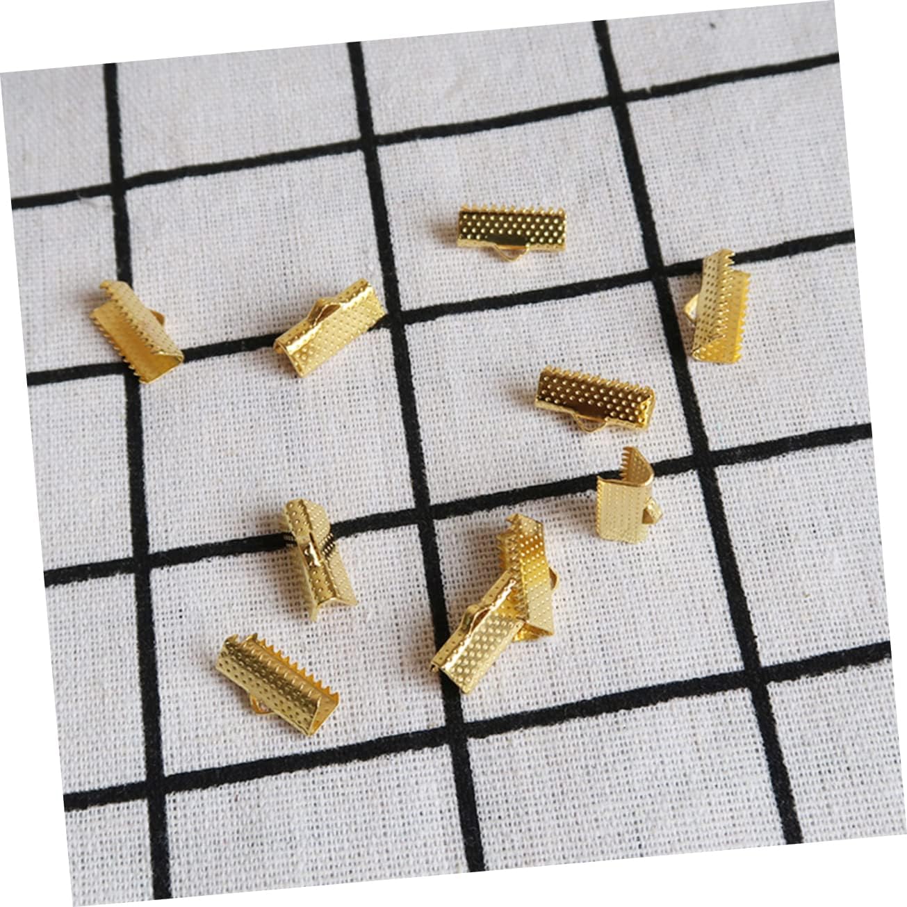 100pcs Metal Clip Multi Strand End Crimp Clamp Cord End Fastener Plated Ribbon Textured Crimp Clamps Jewelry Making Accessories