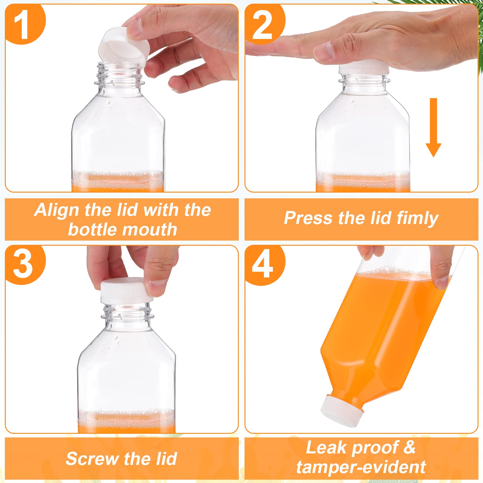 ZOENHOU Lot De 24 Bouteilles De Jus Vides En Plastique Transparent Avec