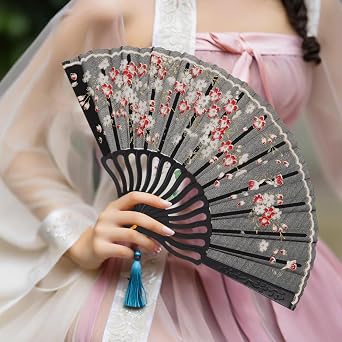 minkissy Halloween Fox Mask with Decorative Folding Hand Fan Japanese Cosplay Animal Half Mask for Masquerade Party and Stage Performance