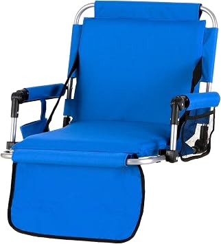 Stadium Seat for Bleachers with Back Support, Armrest and Cushion, Foldable | Portable Stadium Chair Extra Wide with Cup Holder Mesh Bag Hide Hooks, Thicken 600D Oxford, Carry or Handheld Available