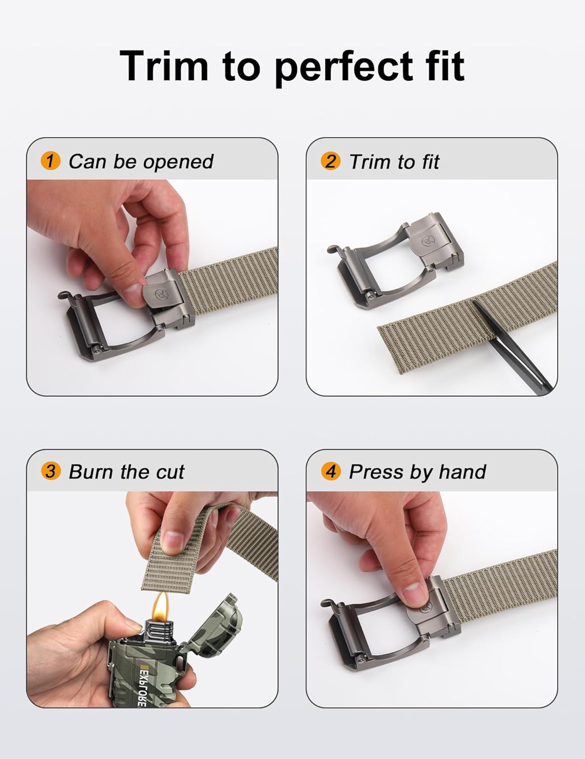 JUKMO Ratchet Belt for Men, Nylon Web Tactical Belt with Automatic Slide Buckle, Adjustable Trim to Fit - Image 7