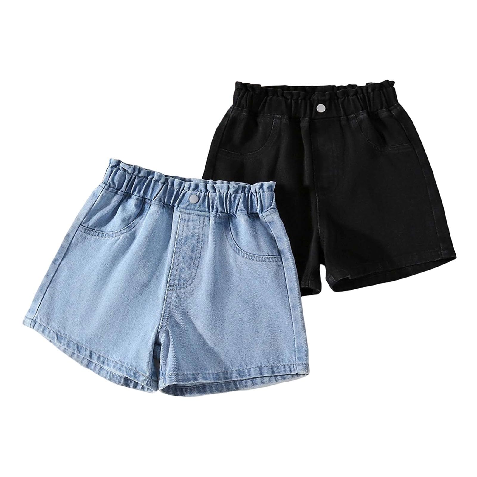 Lot de 2 Shorts en Jean pour Filles, Tenue décontractée Classique, Mode été, Shorts Polyvalents pour Les Jeux en extérieur. Confort pour Les Petites Aventurières
