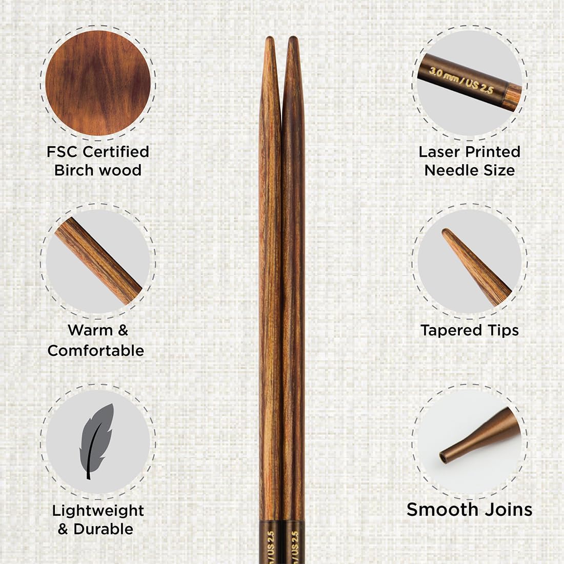 KnitPro Ginger Regal Interchangeable Needle Set 5" (13cm) | 11 US Sizes (4 to 17)