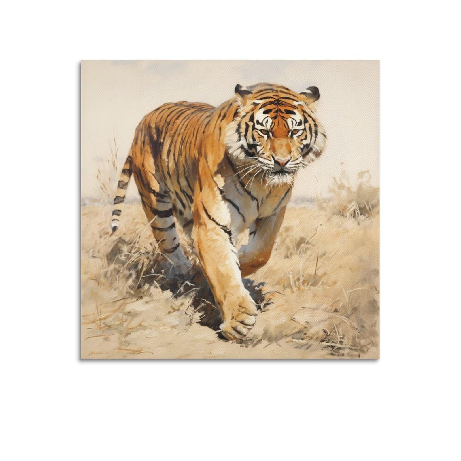 Xkuga Boys Unframe-Style Big Cats Hunting Poster Close Up Wildlife Jungle King Tiger Modern Decorative Canvas Prints - Ideal Wall Art For Family, Man Cave, Game Room, & Girls Bedroom 12X12inch(30X30cm)