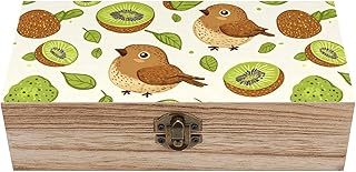 Birds And Kiwi Fruits Keepsake Box Vintage Jewelry Organizer Wooden Locked Box Home Decor Gift